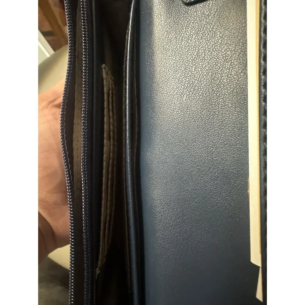 Michael Kors Fulton Pebbled Leather Crossbody Wallet Navy NWT